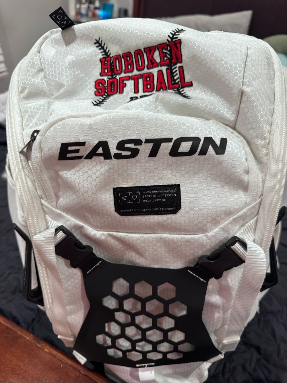 Easton White Softball/Baseball Backpack with Black Accents